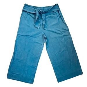 Joe Fresh‎ Culottes Wide Leg Cropped Belted Blue Pants Size 14